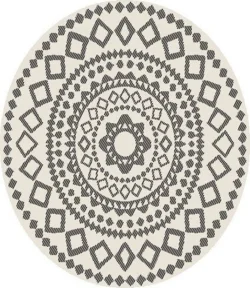 Rund utomhusmatta, Ornament Night Ø 200 cm - RESTPARTI