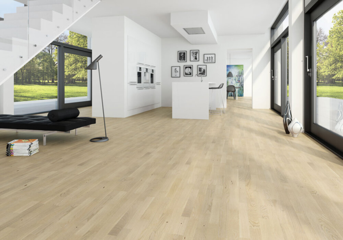 Moland Molaloc Ek, Parkett 3-stavs, vit mattlack