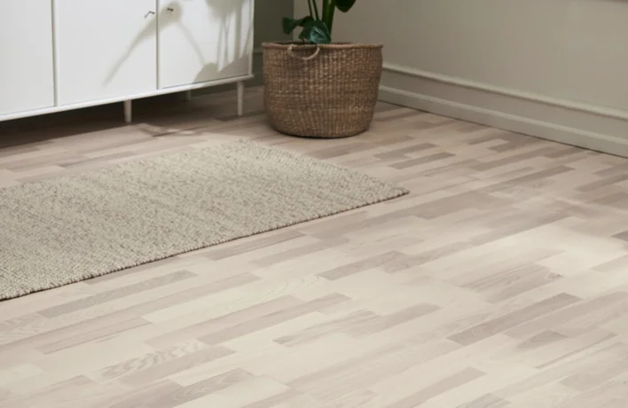 Timberman Parket - 3-stav Ask, Accent borstad, vit -