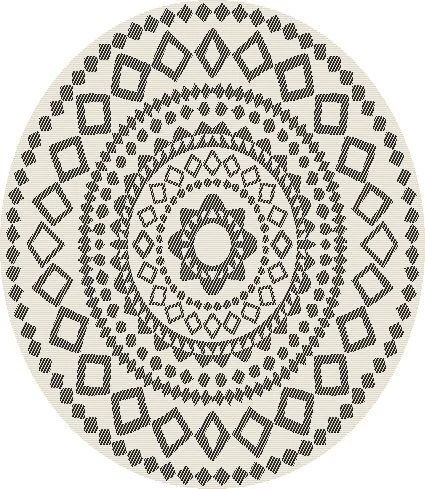 Rund utomhusmatta, Ornament Night Ø 200 cm - RESTPARTI