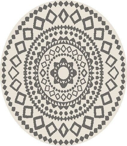 Rund utomhusmatta, Ornament Night Ø 200 cm - RESTPARTI