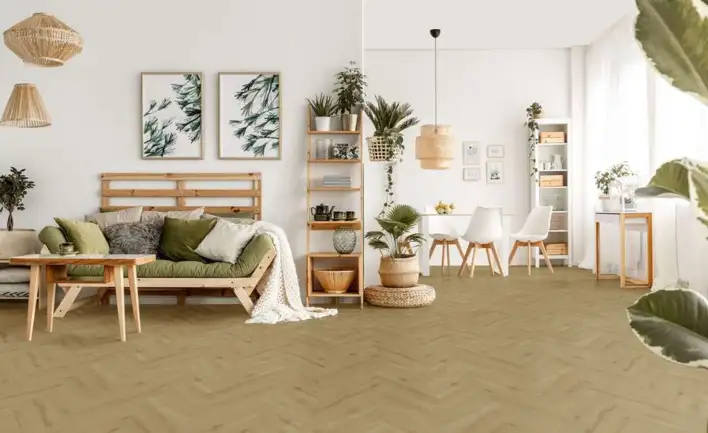 Meltex Dryback vinylgolv, Ljust fiskbensmönster