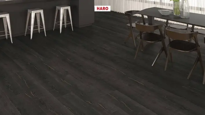 Haro laminatgolv Aqua - Plankgolv, Ek Metallic svart