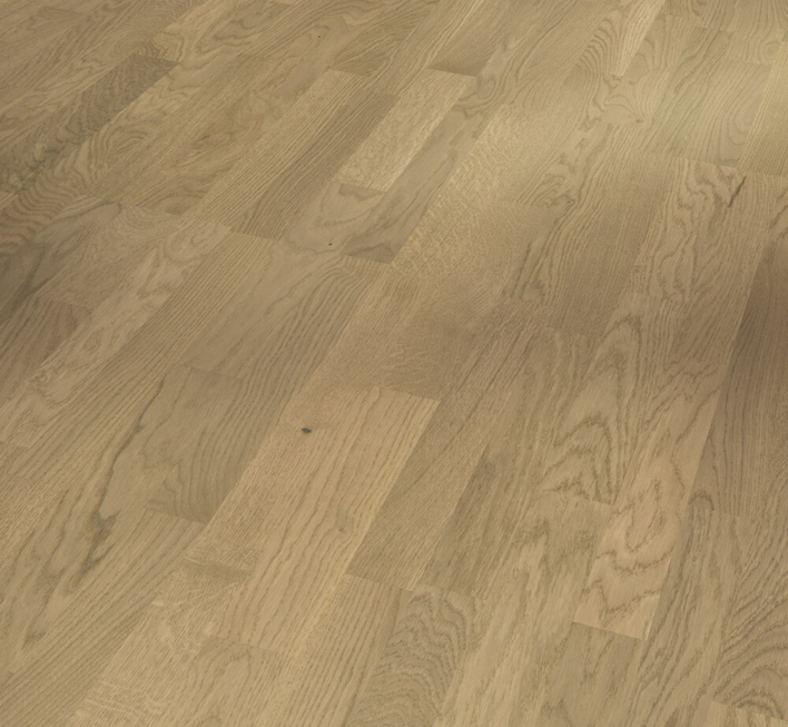 Trägolv Classic 3025 - Ek Malbec lätt vittonad, 3-stavs vit matt lack