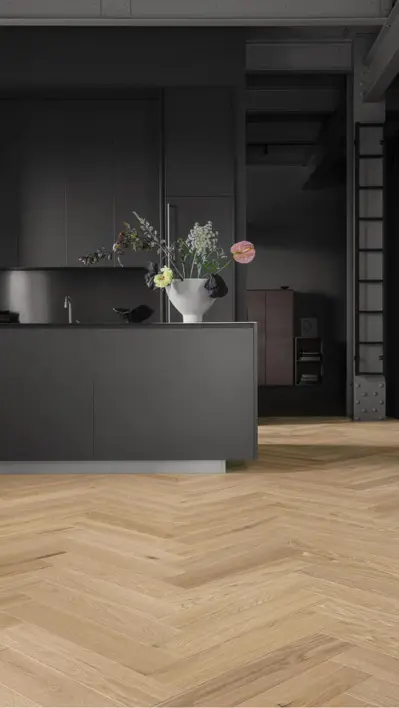 Segno, fiskbensparkett, Ek Blonde