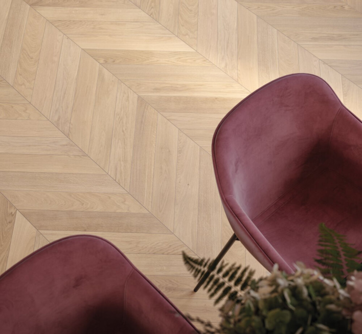 Parador Sillben Trendtime 10 - Chevron 45°, Ek vit matt lack