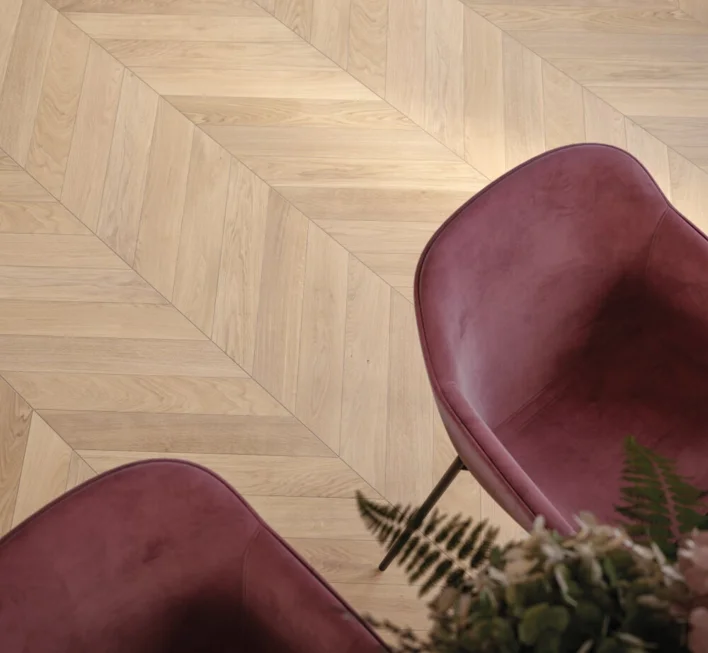 Parador Sillben Trendtime 10 - Chevron 45°, Ek vit matt lack