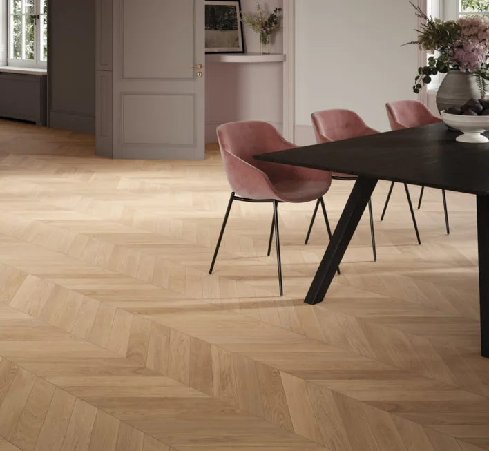 Parador Sillben Trendtime 10 - Chevron 45°, Ek vit matt lack