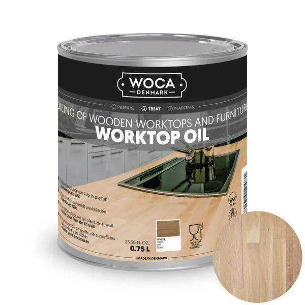 WOCA, Worktop Oil, White - 0,75 liter