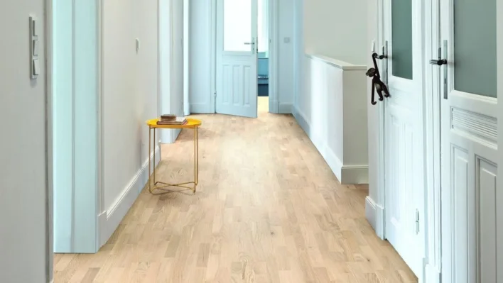 3-stavs parkettgolv - Ek Ljus vit lack - RESTPARTI