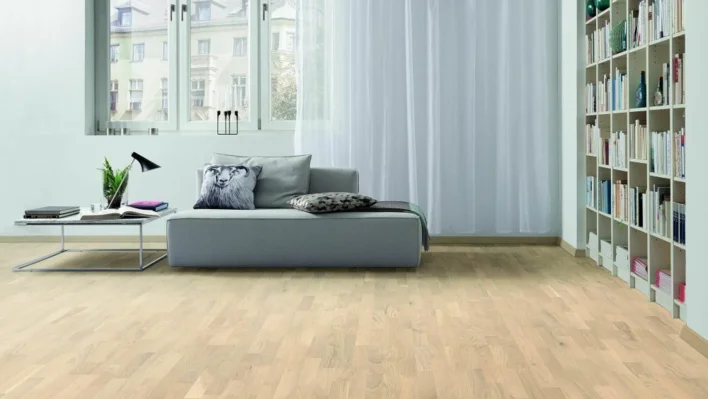 3-stavs parkettgolv - Ek Ljus vit lack - RESTPARTI